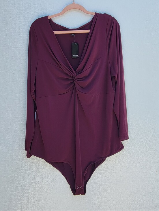 torrid Tops - Torrid NWT Plum Twist-Front Long Sleeve Bodysuit Women SIZE 3.